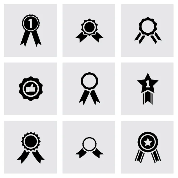 Conjunto de iconos de medalla de premio Vector negro — Vector de stock