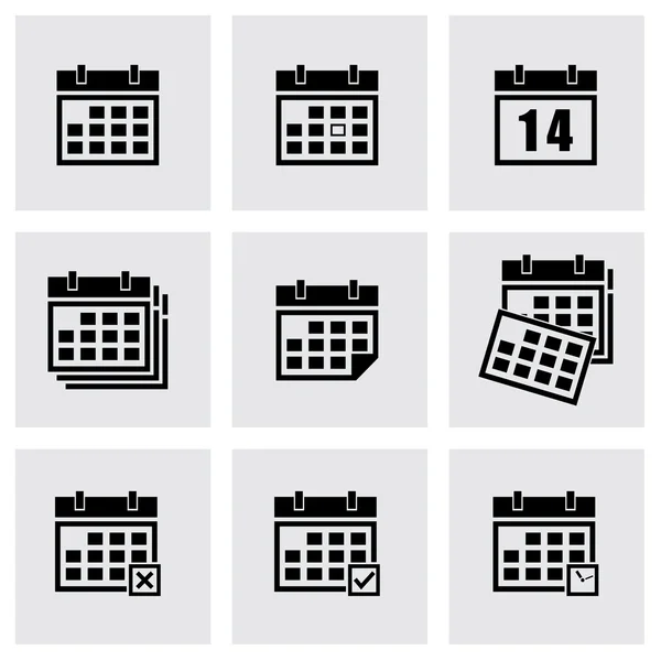 Vector black calendar icon set — Stock Vector