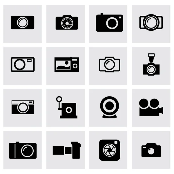 Vector black camera icon set — Stock Vector