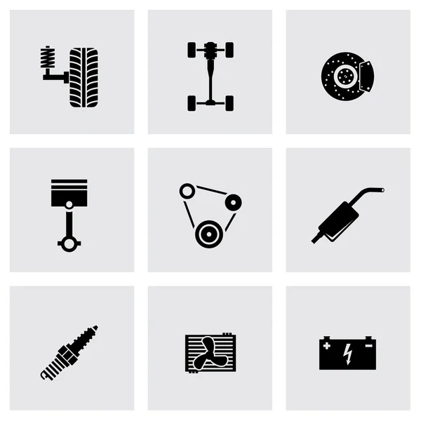 Vector black car parts icon set — Stock Vector