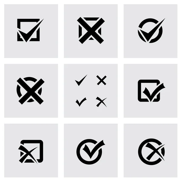 Conjunto de ícones de marcas de seleção preto vetorial — Vetor de Stock