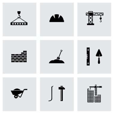 siyah vektör inşaat Icon set
