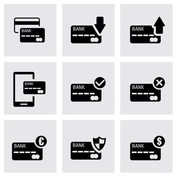 Vector zwart credit card icoon set — Stockvector