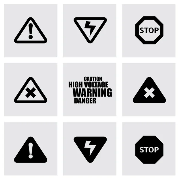 Set di icone di pericolo nero vettoriale — Vettoriale Stock