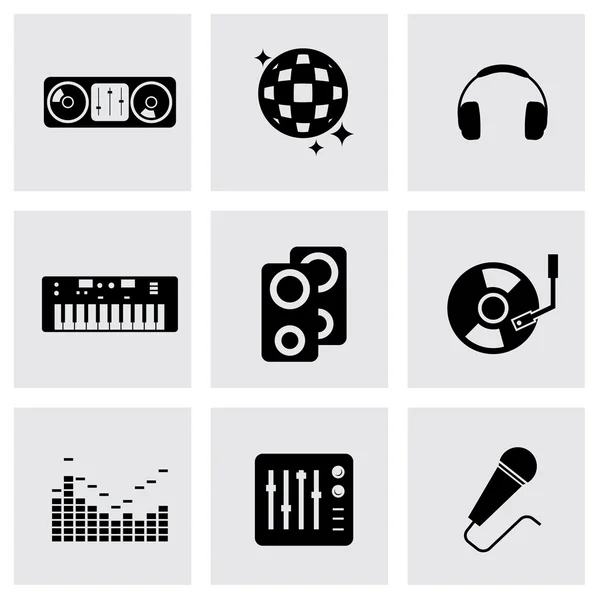 Vector negro dj icono conjunto — Archivo Imágenes Vectoriales