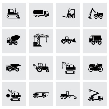 Vektör siyah inşaat nakliye Icon set