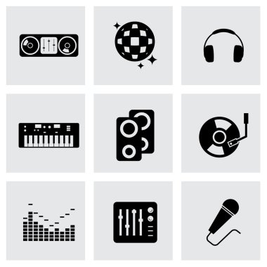 Vektör siyah dj Icon set