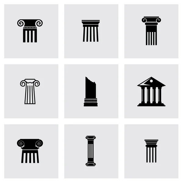 Vector conjunto de iconos de columna negra — Archivo Imágenes Vectoriales