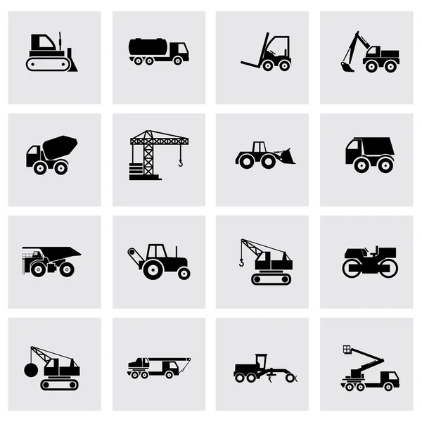 Conjunto de iconos de transporte de construcción vectorial negro — Archivo Imágenes Vectoriales