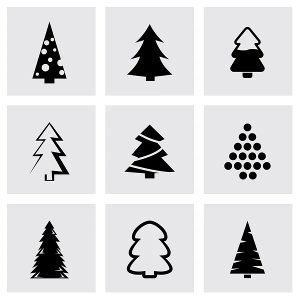 Vektör siyah Noel ağaçları Icon set — Stok Vektör