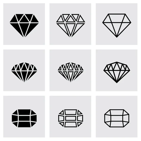 Conjunto de icono de diamante negro vector — Vector de stock