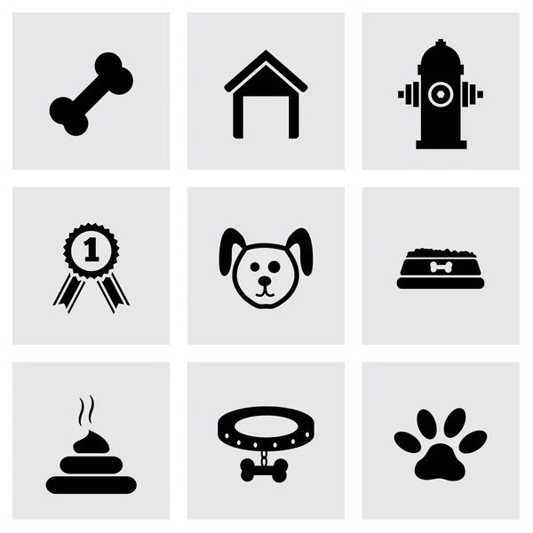 Vector negro perro icono conjunto — Vector de stock