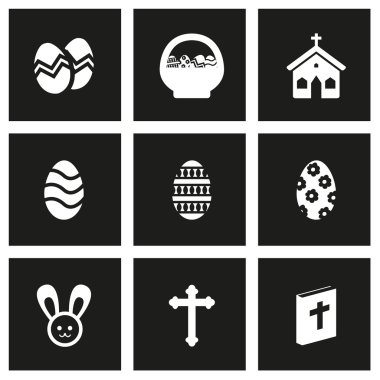 Vektör siyah Paskalya Icon set