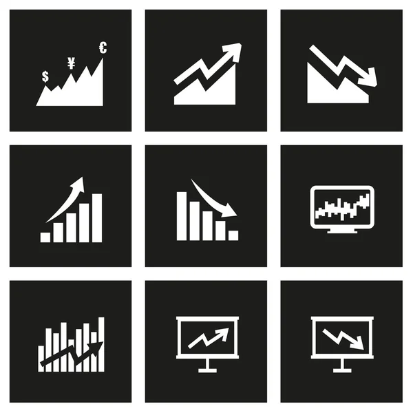 Vector black economic icon set — Stock Vector