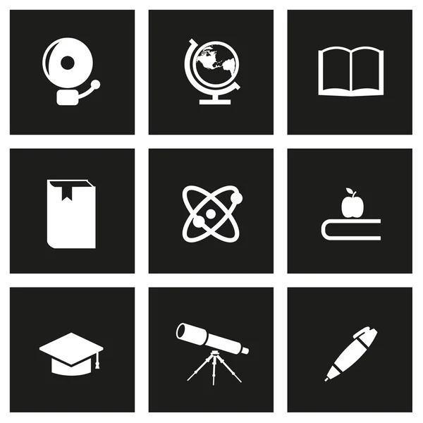 Conjunto de iconos de educación negra vectorial — Vector de stock