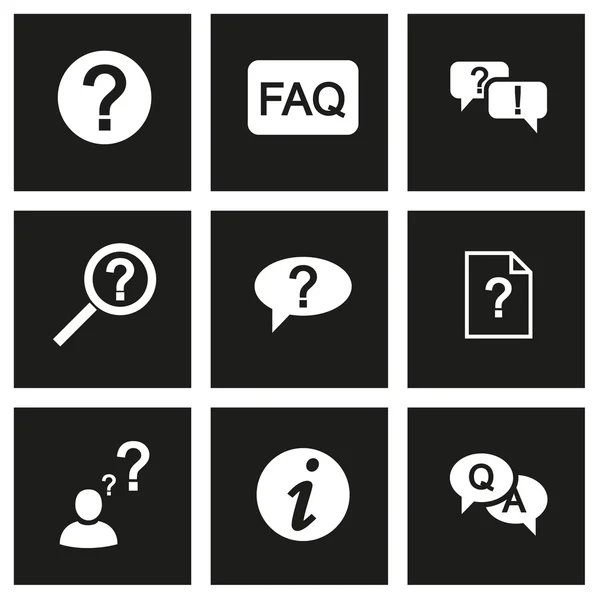 Vector black FAQ icon set — Stock Vector