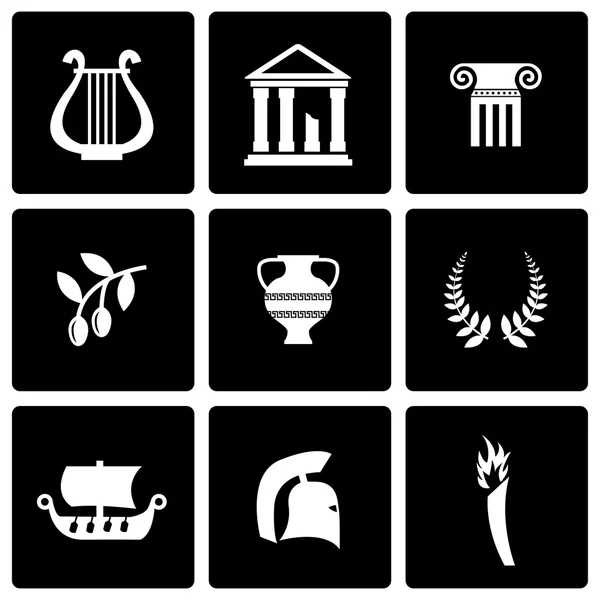 Vector black greece icon set — Stock Vector