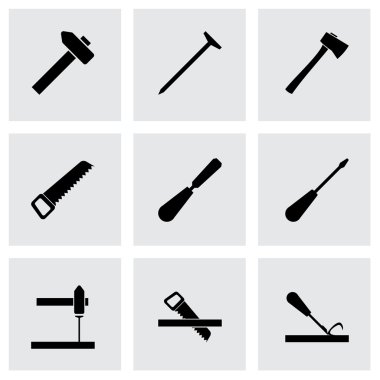 Vektör siyah marangozluk Icon set