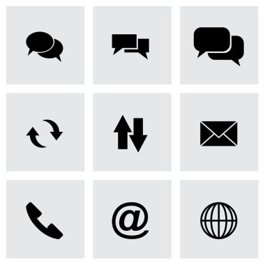 Vektör siyah iletişim Icon set