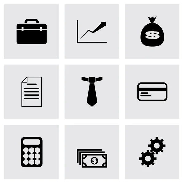 Set di icone di business nero vettoriale — Vettoriale Stock
