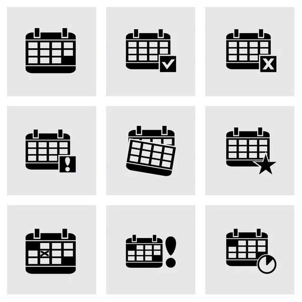 Vector black calendar icon set — Stock Vector