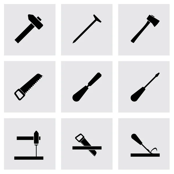 Vektor schwarze Tischlerei Icon Set — Stockvektor