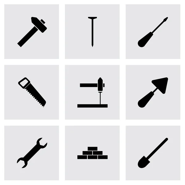 Conjunto de iconos de construcción vectorial negro — Archivo Imágenes Vectoriales