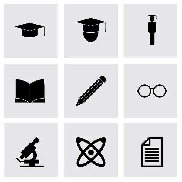 Conjunto de iconos de educación negra vectorial — Vector de stock