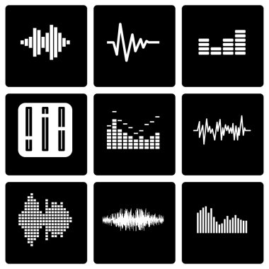 Vektör siyah müzik soundwave Icon set
