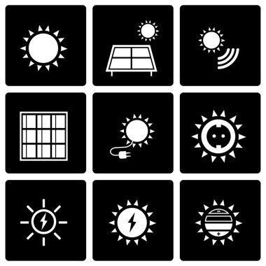 Vektör siyah güneş enerjisi Icon set