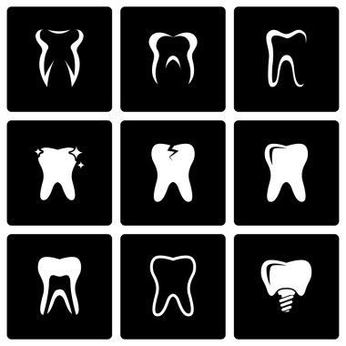 Vektör siyah dişler Icon set