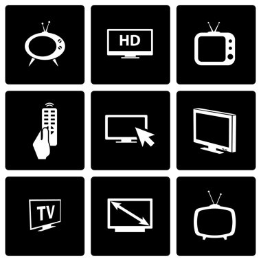 Vektör siyah tv Icon set