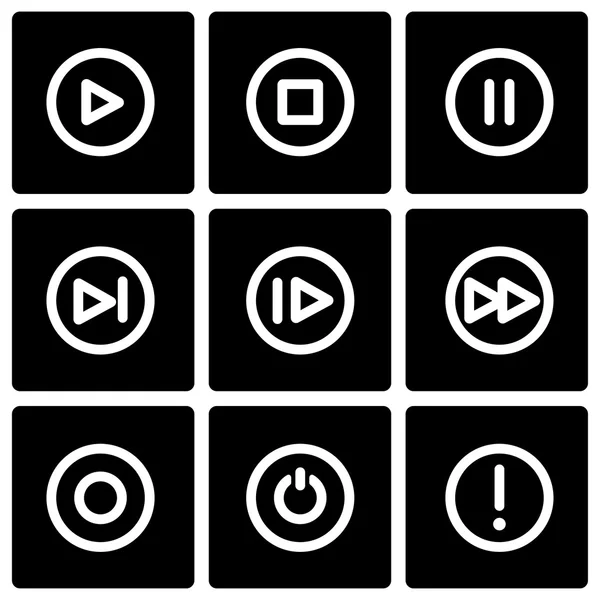 Vector black media buttons icon set — Stock Vector