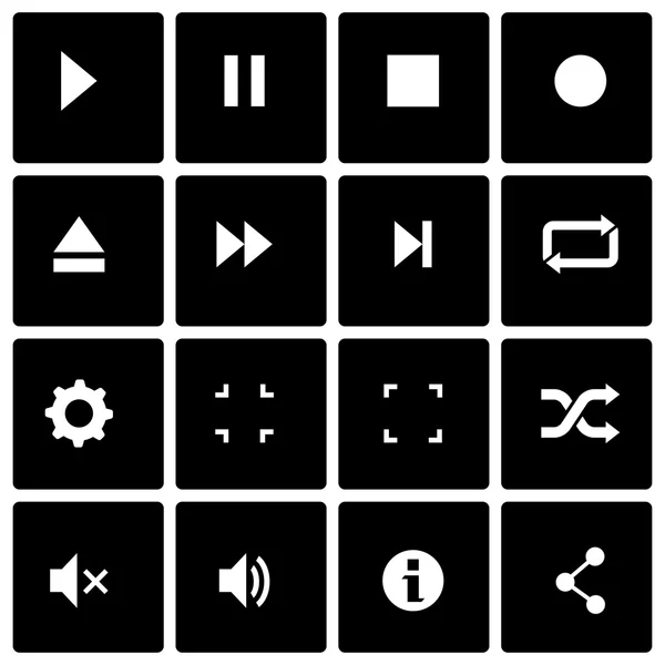 Vektör siyah media player Icon set — Stok Vektör