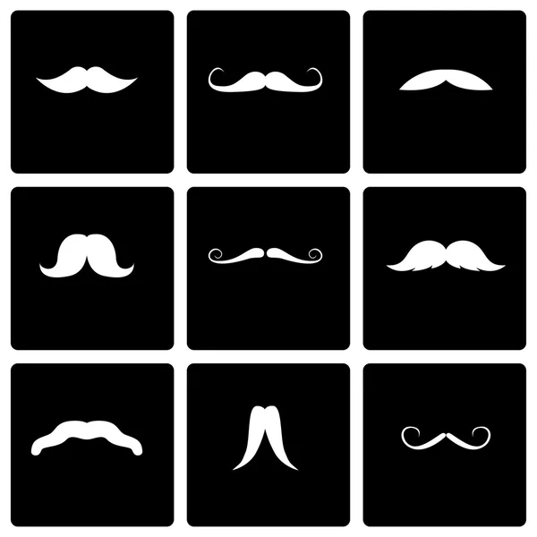 Vector black mustaches icon set — Stock Vector