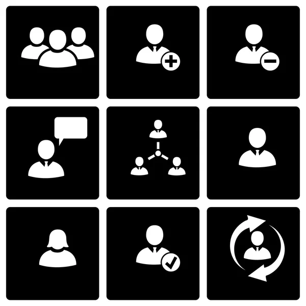 Vector negro oficina personas icono conjunto — Archivo Imágenes Vectoriales