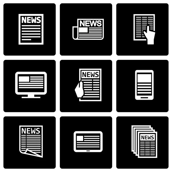 Vector black newspaper icon set — Stock Vector