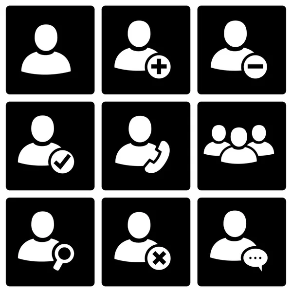 Vector black people icon set — Stock Vector