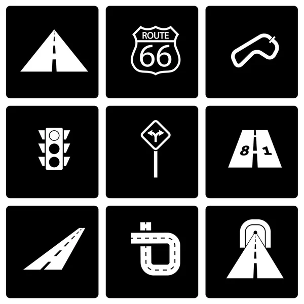Set di icone stradali nere vettoriali — Vettoriale Stock