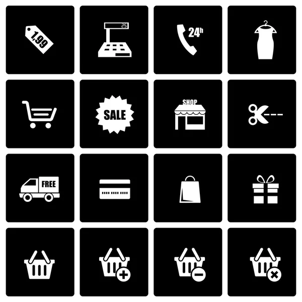 Vektor schwarzes Shopping-Symbol Set — Stockvektor