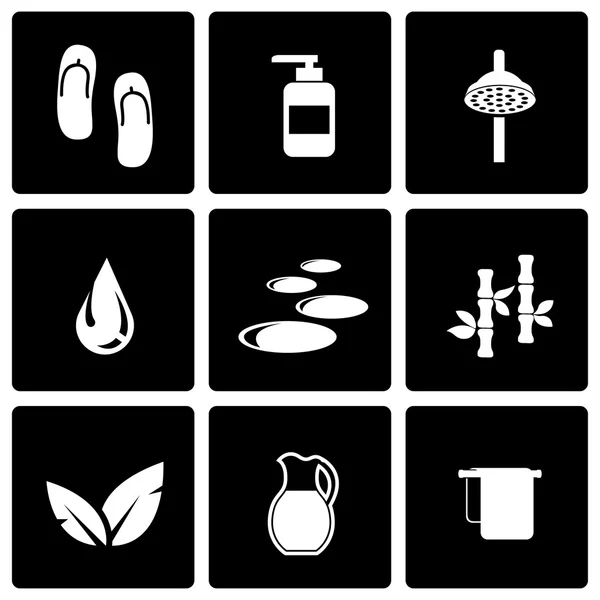 Set de iconos de spa negro vector — Archivo Imágenes Vectoriales