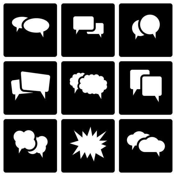 Conjunto de ícones de bolhas de fala preto vetorial — Vetor de Stock