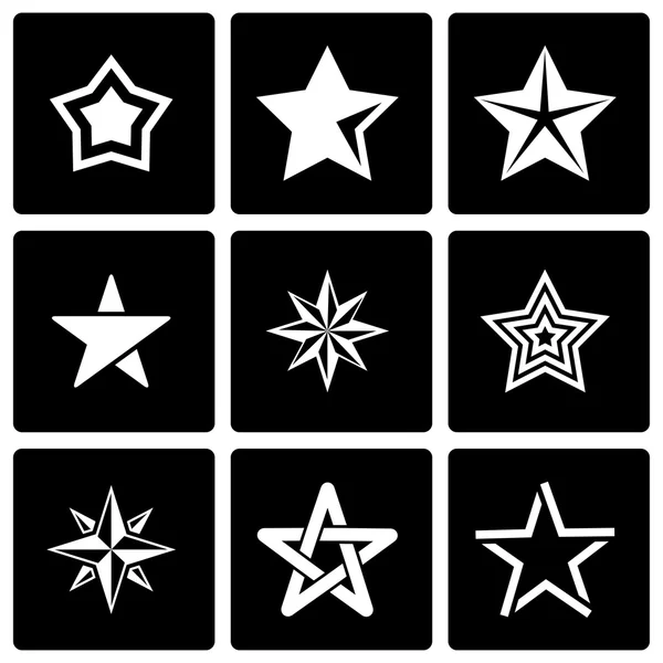 Vector black stars icon set — Stock Vector