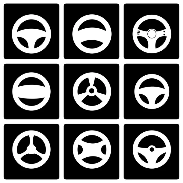 Vektor schwarze Lenkräder Icon Set — Stockvektor