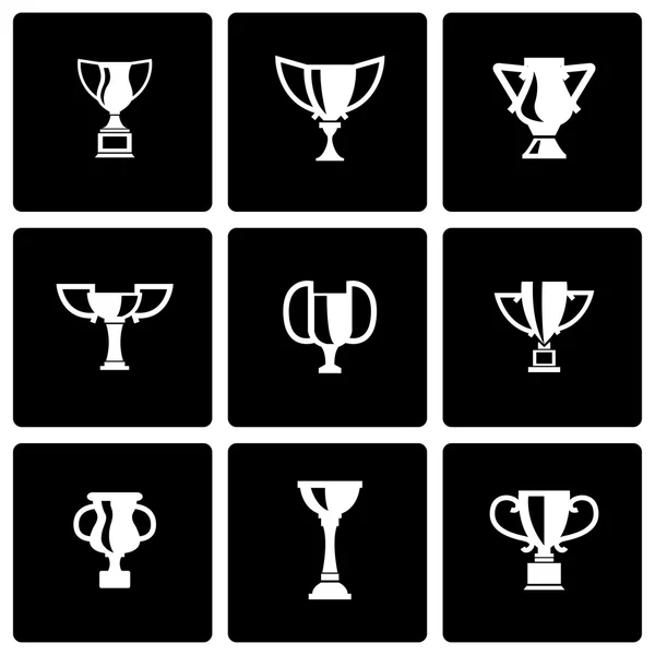 Conjunto de iconos de trofeo negro vector — Vector de stock