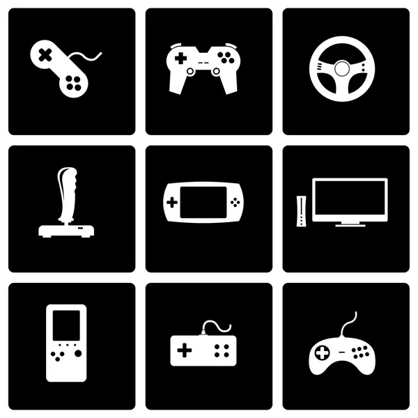 Векторный черный набор иконок компьютерных игр — стоковый вектор