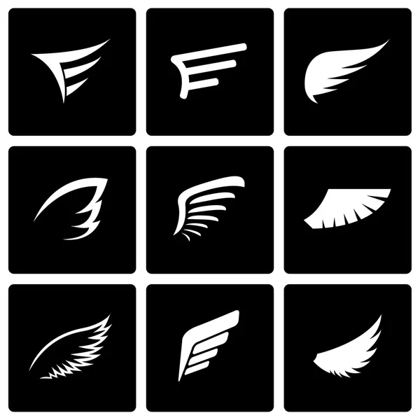 Vector black wing icon set — Stock Vector