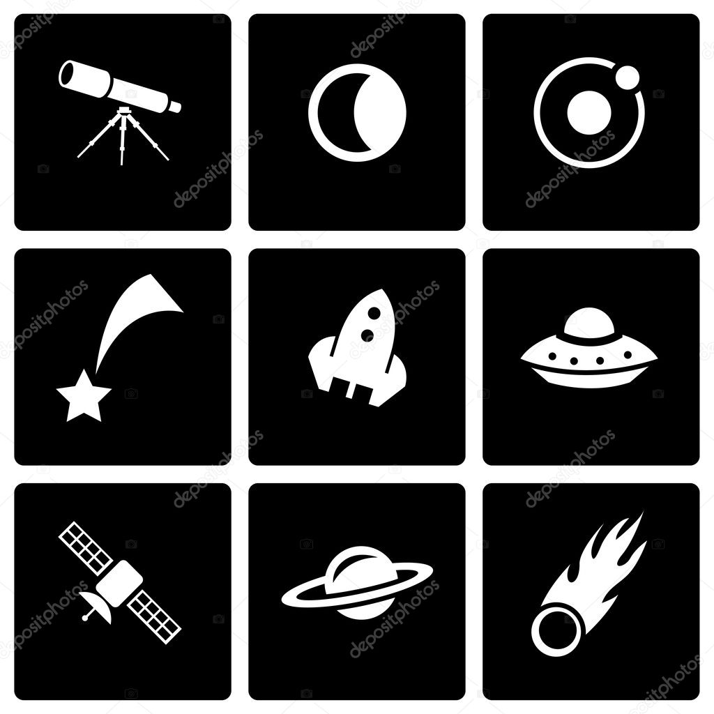 Vector black space icon set