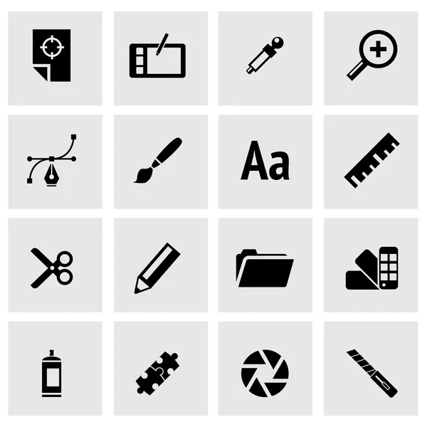 Conjunto de iconos de diseño gráfico negro vectorial — Archivo Imágenes Vectoriales