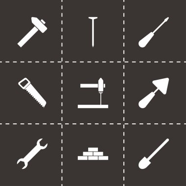 siyah vektör inşaat Icon set